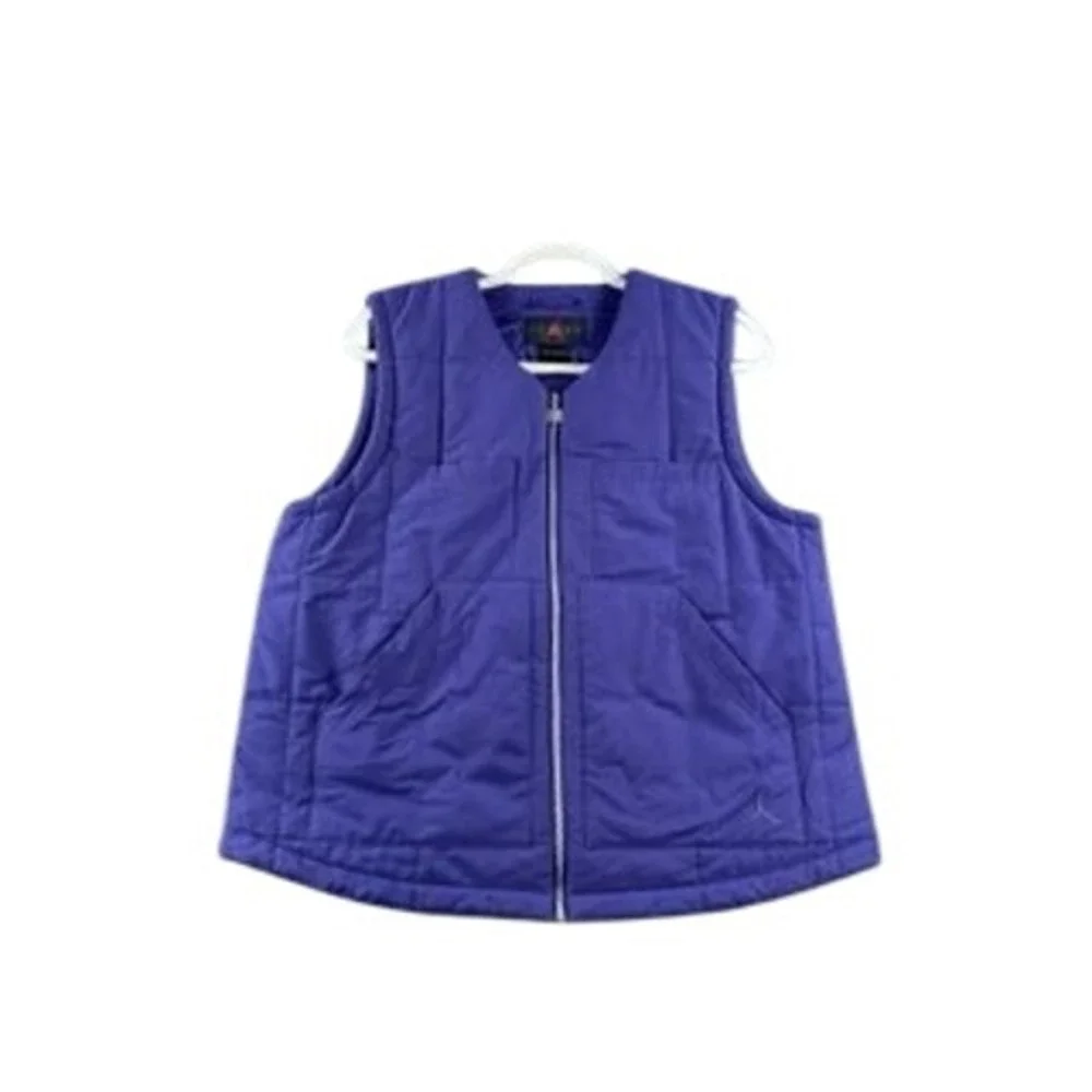 Jordan Brand Purple Quilted Puffer Vest Full Zip Sleeveless Jacket Small Loose